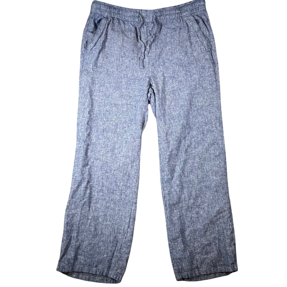 Old Navy Women's High Rise Wide Leg Linen Blend Chambray Size Large Coastal
